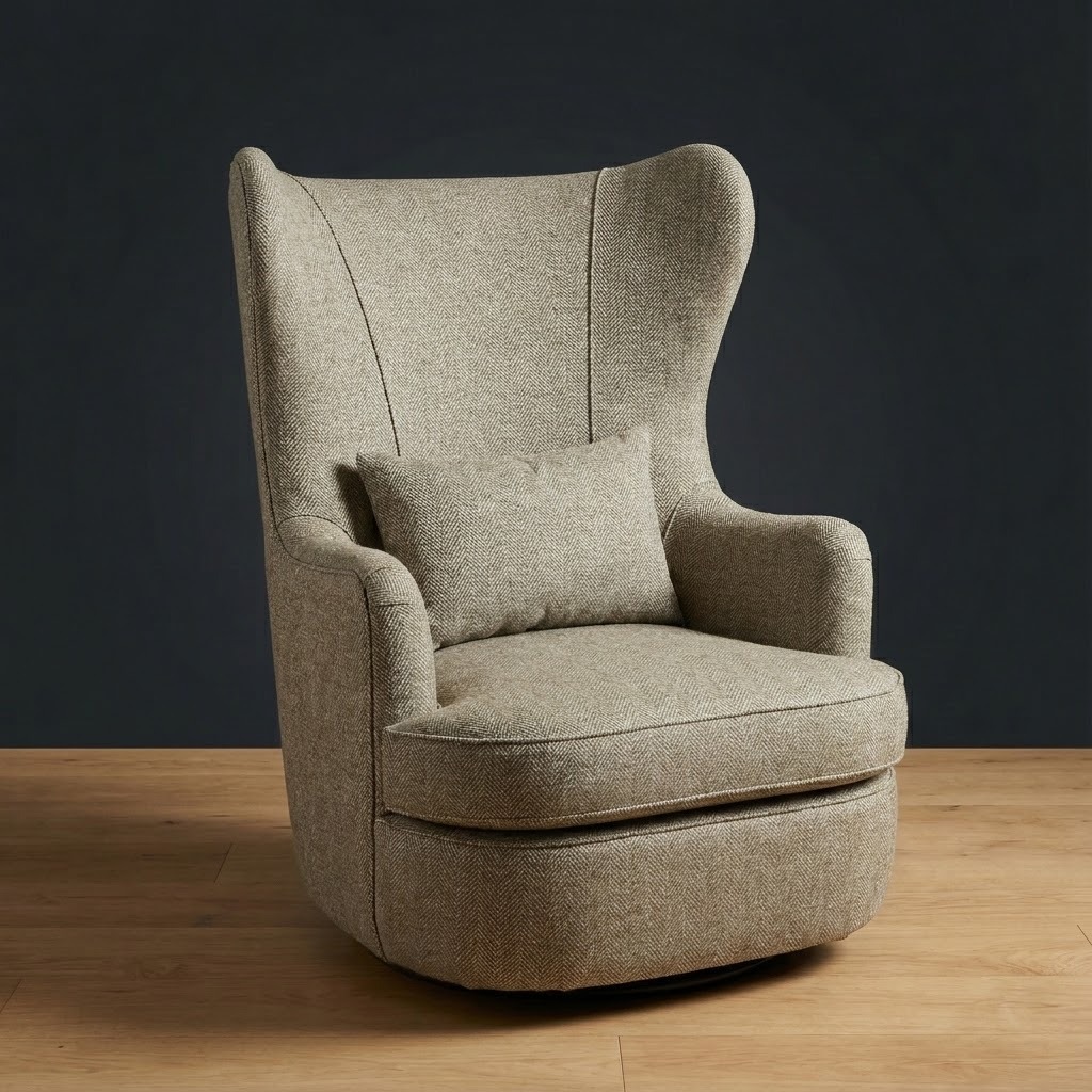 Wayfarer Swivel Chair in Millbrook Herringbone