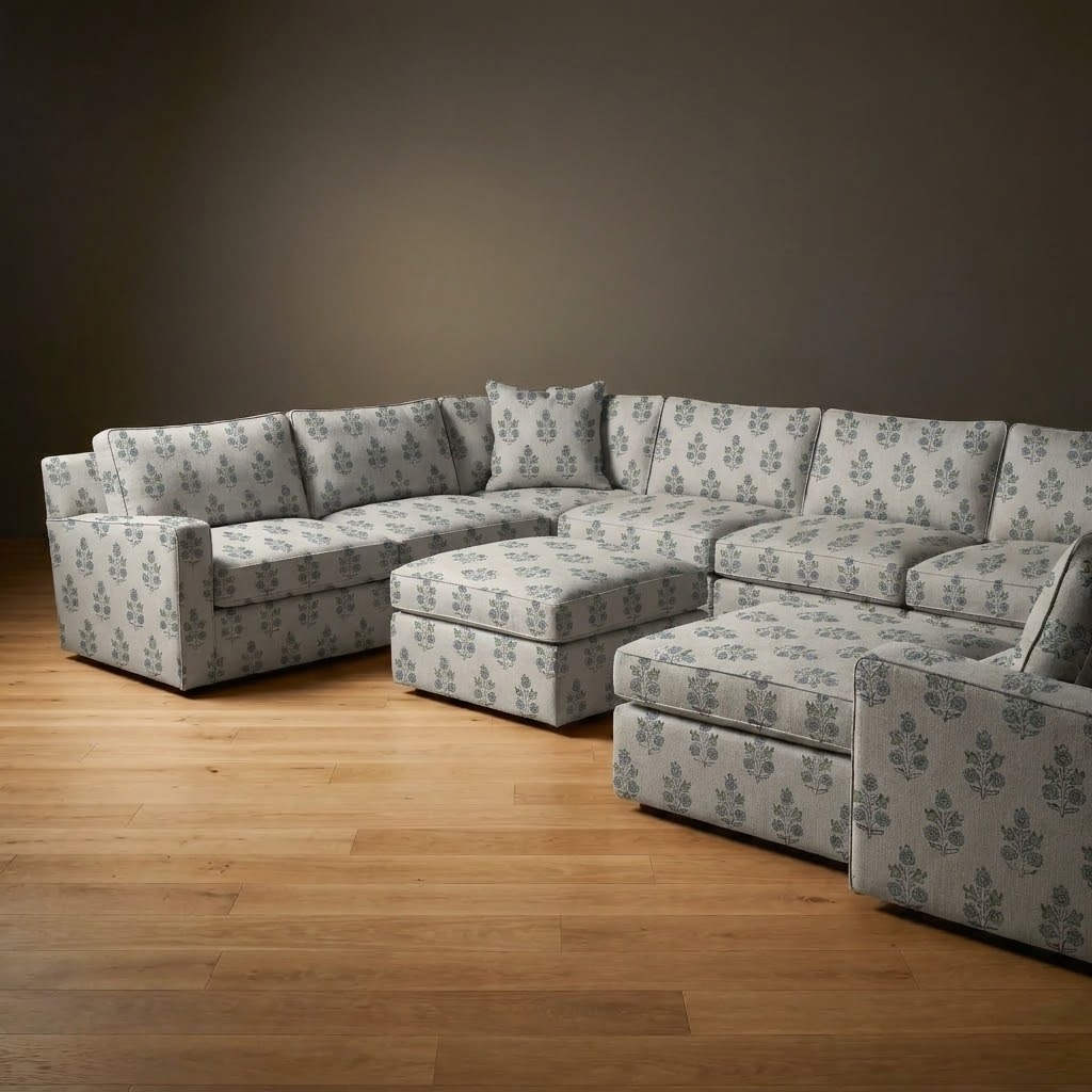 Ellington Sectional in Rosewood Garden