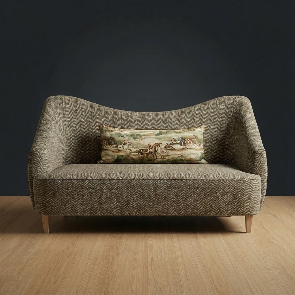 Huntsman Settee in Millbrook Herringbone