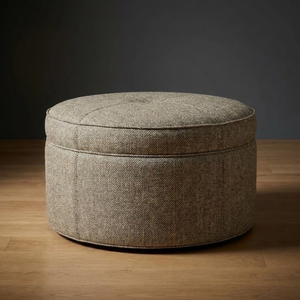 Kensington Ottoman in Millbrook Herringbone