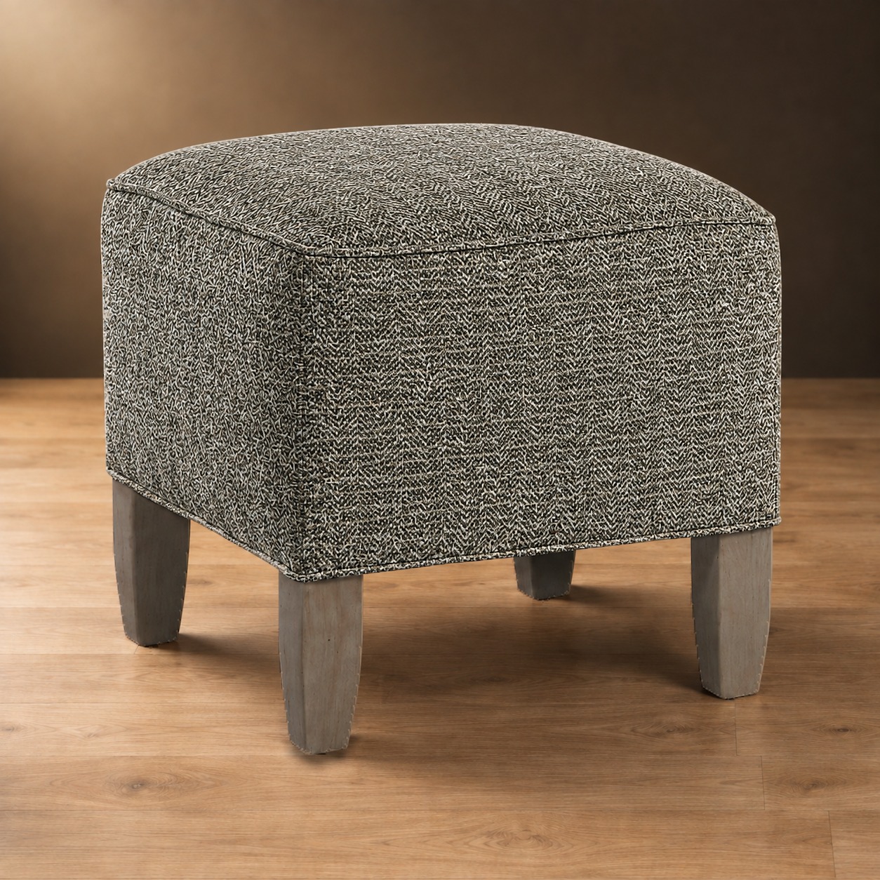The Ashdown Ottoman in Millbrook Herringbone