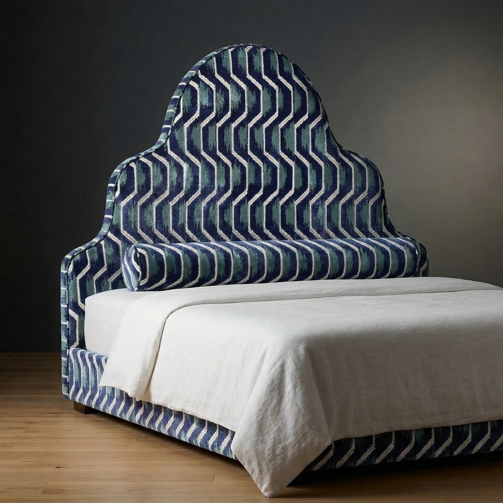 Kingswell Bed in Tidewater Ikat