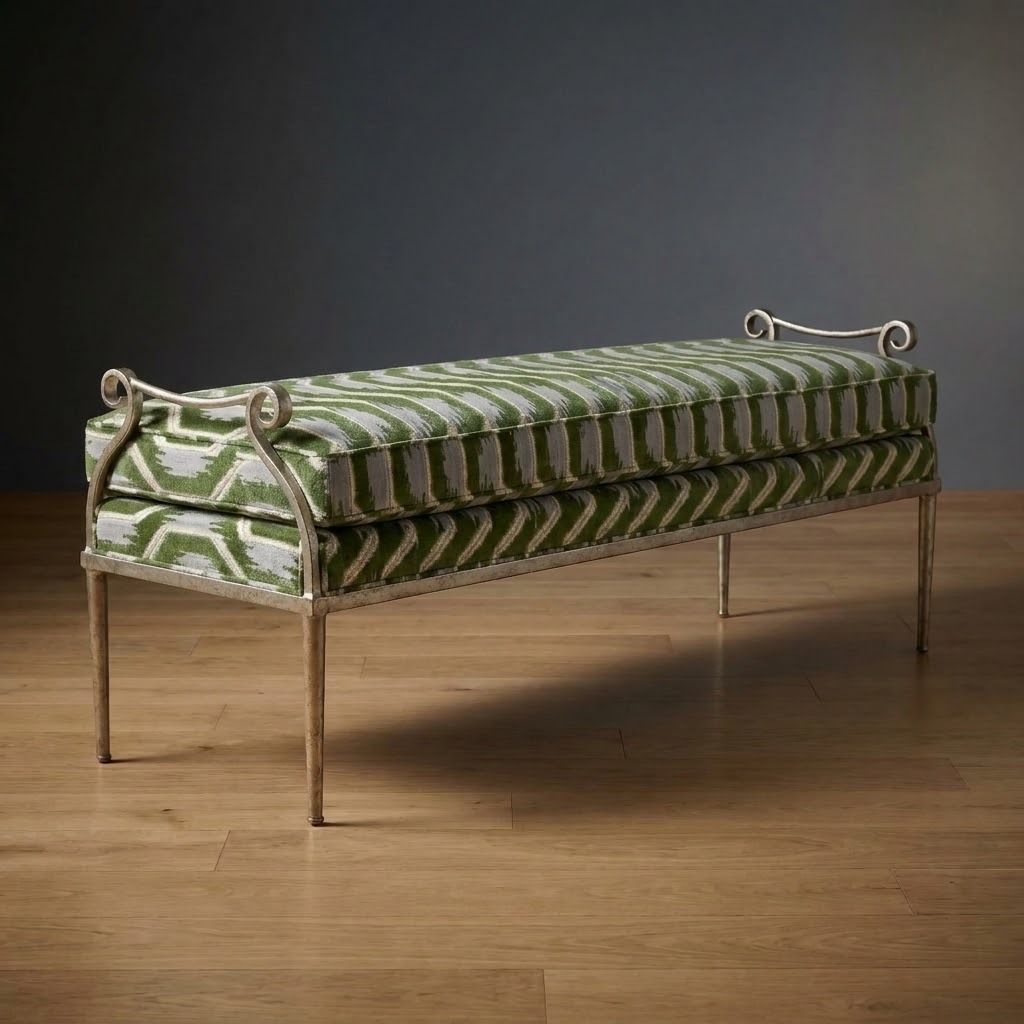 Windsor Bench in Tidewater Ikat