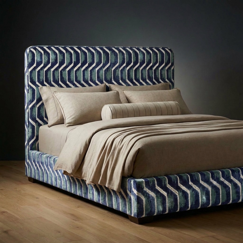 Montford Bed in Tidewater Ikat