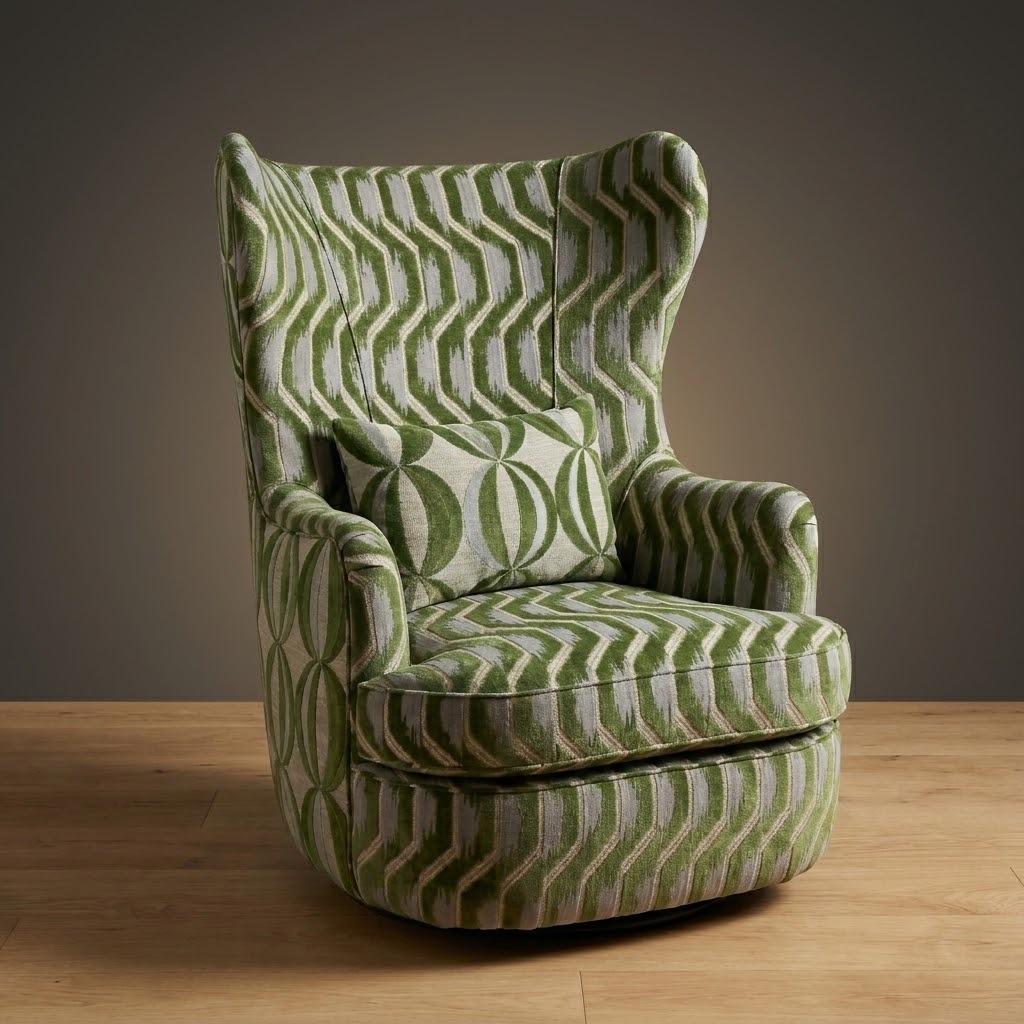 Wayfarer Swivel Chair in Tidewater Ikat