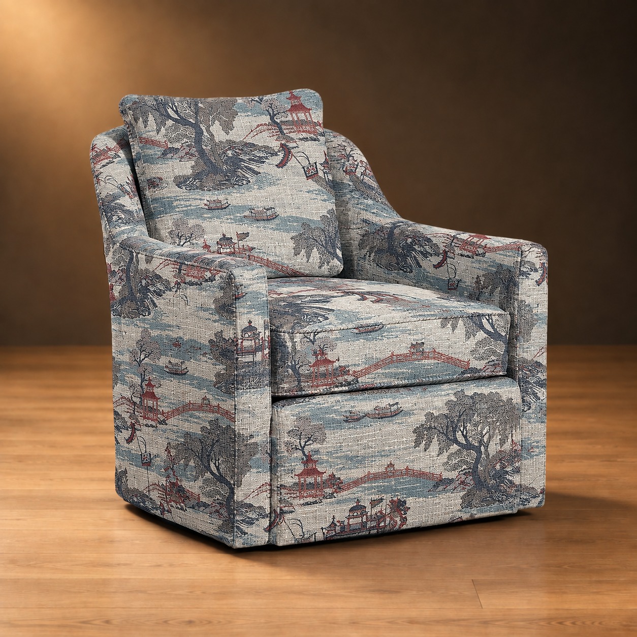 The Whitmore Swivel Chair in Willow Garden