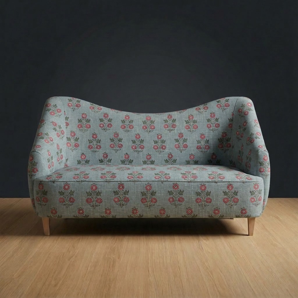 Huntsman Settee in Rosewood Garden
