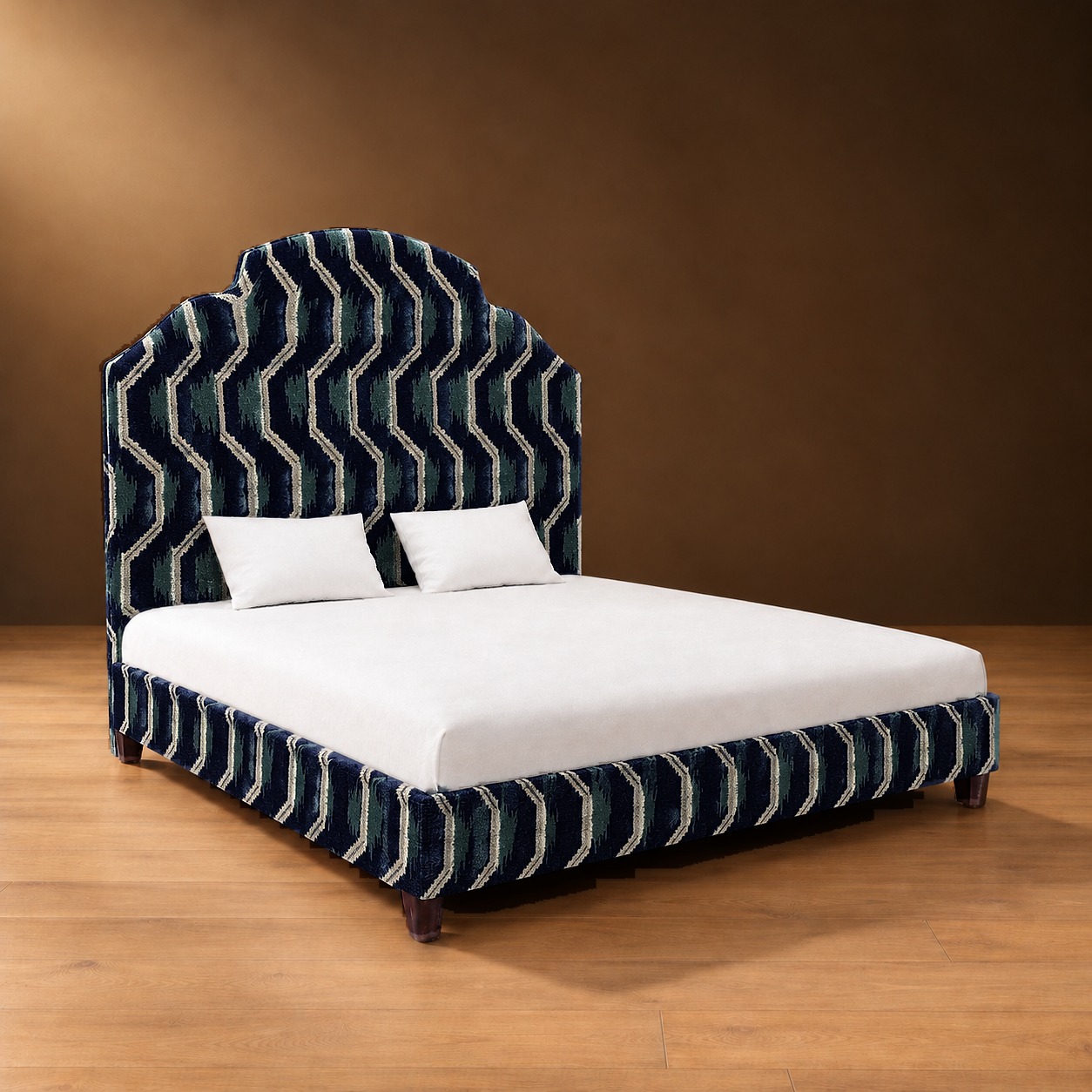 Leland Bed in Tidewater Ikat
